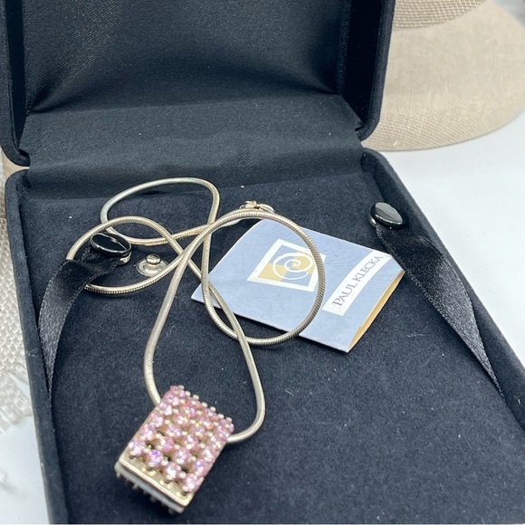 Paul Klecka Sterling Silver Diamonique Pendant Necklace – Pink & Yellow Stones - Picture 7 of 16